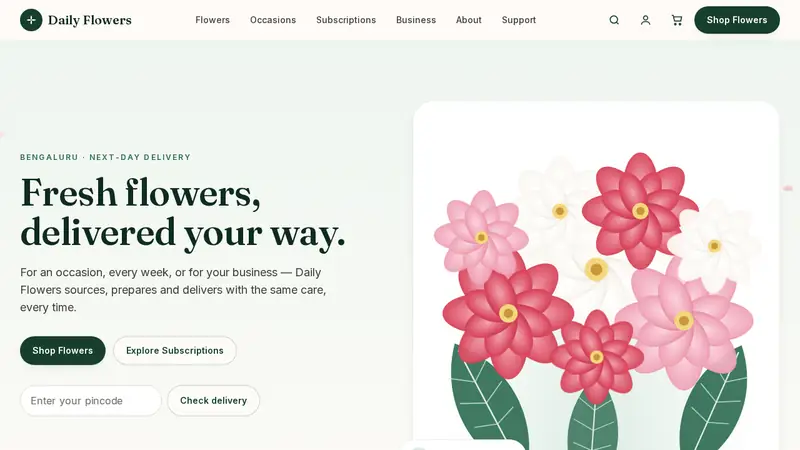 The front page of Daily Flowers